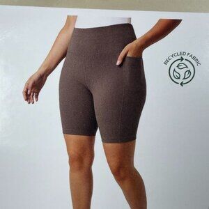 High-Rise Ribbed Biker Shorts Recycled Nylon XL Moisture-Wicking d0529